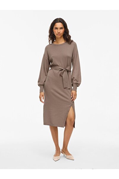 VILA Strickkleid Gürtel Midi