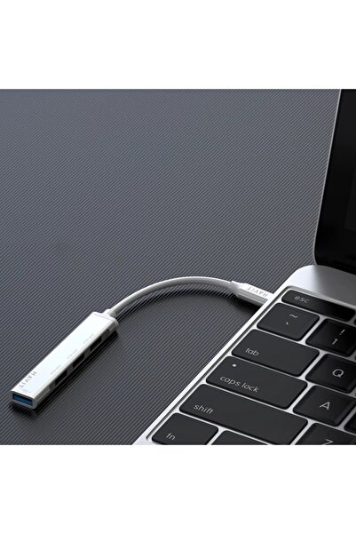 Havit Type-C to USB 3.0 Hub, 3x USB 2.1, 11.8cm cable, Aluminum, Silver