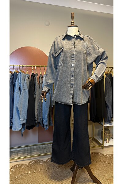 VeluraCollection SİYAH KOT GÖMLEK