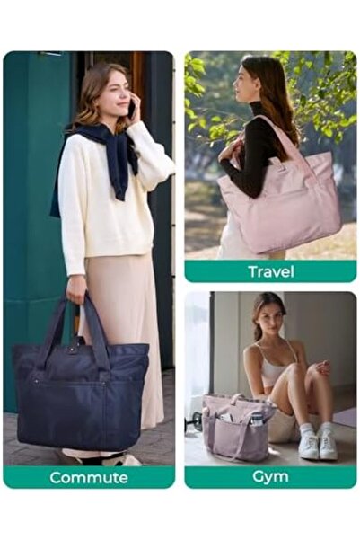 BAGSMART Tote Bag for Women, Foldable Tote Bag With Zipper Large Shoulder Bag Top Handle Handbag for