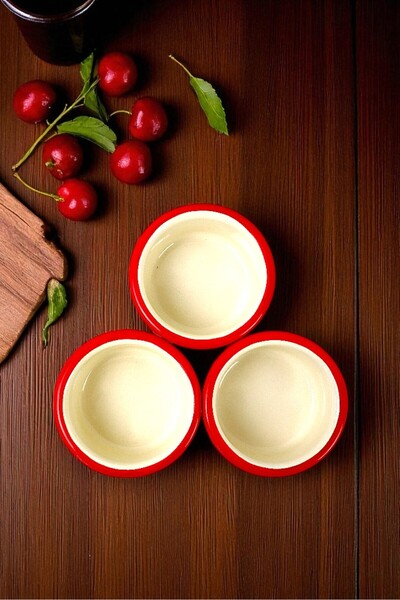 İnci Emaye 3 Piece 10cm Enamel Vertical Plate Set, Breakfast Plate, Jam Bowl, Olive, Cheese Plate, Dowry, Gift