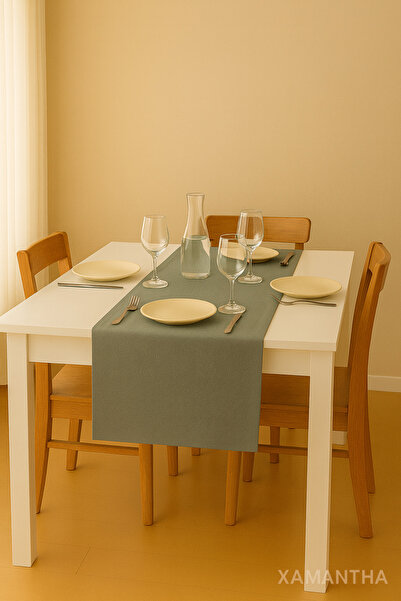 XAMANTHA %100 Organik Keten Pamuk Runner Masa Örtüsü | Doğal, Dayanıklı ve Şı...