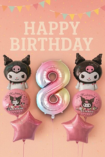 PARTİAVM مجموعة بالونات كورومي لعمر 7 سنوات، مجموعة بالونات عيد ميلاد، شكل قو...