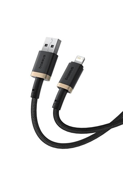 Baseus Data cable USB to Lightning, 2.4A, Fast Charge, 480Mbps, 1m, Nylon Resistant, Gold Black