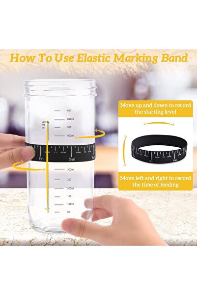 erorex Sourdough Starter Jar Kit, 650Ml Wide Mouth Sour Dough Starter Container Thermometer, Scraper,