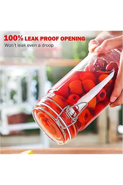 erorex 2 Pcs Glass Mason Jar Airtight Clamp Lids, 1200Ml Glass Storage Container Food, Flour, Pasta,