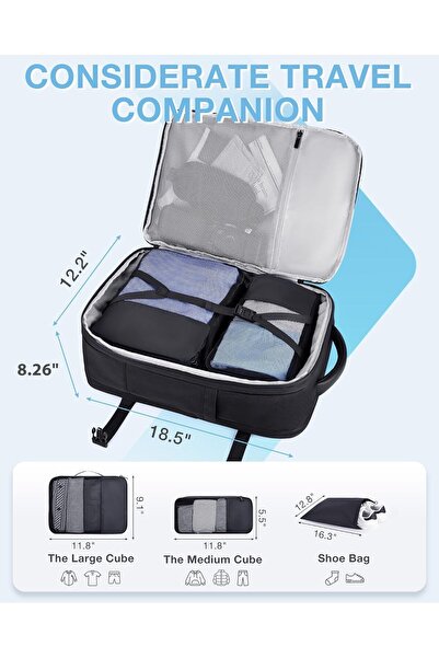 BAGSMART Travel Laptop Backpack, 40L Expandable Airline Approved Carry On with Packing Cubes