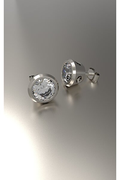 Giove 925 Ayar Gümüş 8 mm Zirkon Taşlı Vidalı Erkek Küpe ✨💎