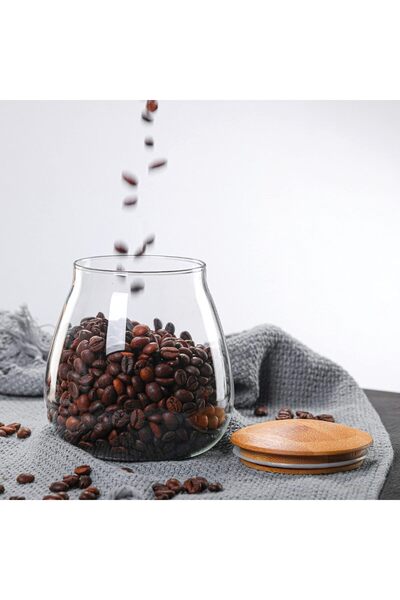 erorex Clear Glass Storage Canister Holder 400 Ml/13 Fl Oz Glass Food Storage Containers Airtight Bamboo