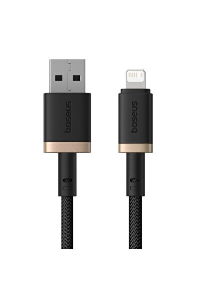 Baseus Data Cable USB to Lightning, 2.4A, Fast Charge, 480Mbps, 2m, Nylon Resistant, Gold Black