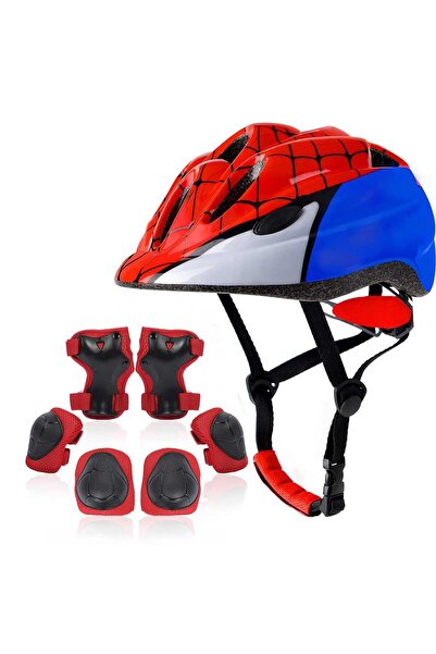 Elindor Set de protecție pentru copii 7 în 1, cască cu mărime reglabilă, multicolor, 3-8 ani, mărimea S, Spiderman
