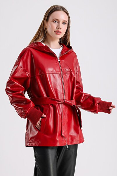 MQ Leather Maroquin Leather Alicia Women's Hooded Leather Coat