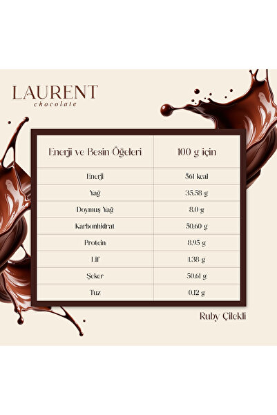 LAURENT CHOCOLATE Ruby Çilekli Tablet Çikolata 100 g x 2 Adet