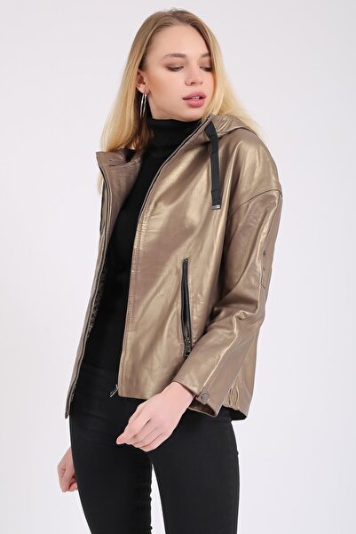 MQ Leather Maroquin Leather Gaga Women's Hooded Leather Coat