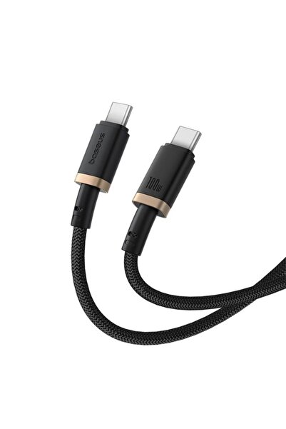 Baseus Data Cable Type-C to Type-C, PD 100W, Fast Charge, 480Mbps, 2m, Resistant Nylon, Gold Black