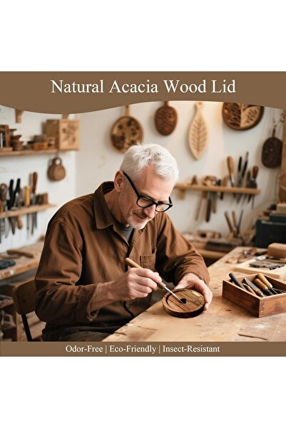 erorex Glass Storage Jars, Set 2, Small Glass Storage Jars Airtight Lids Coffee Beans Container Wooden,