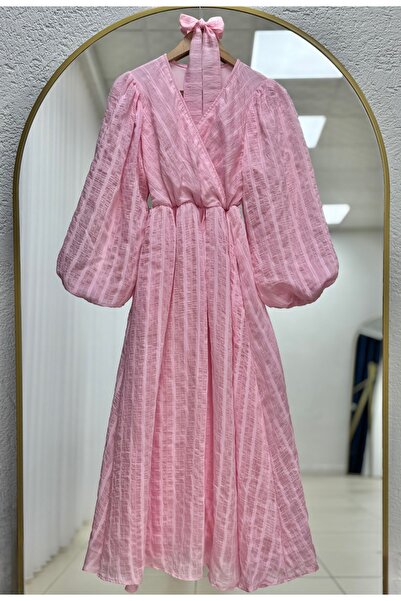 BENAHOLL فستان كارستا من التول مع حزام متقاطع -EK565.3 وردي