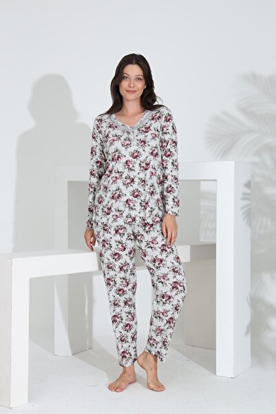 Evia Angelique 100% Cotton Long Sleeve Button-Down Women's Pajamas Set 21514