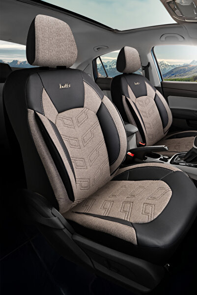BUTTİ Bello Series Linen Fabric Premium Car Seat Cover |   Full Set with Orthopedic Support, Front and Back