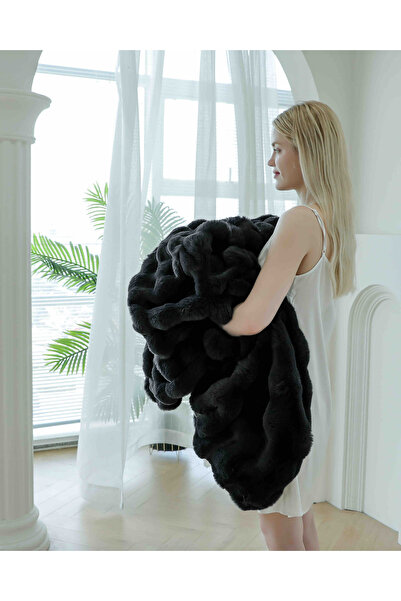 CHIRASO CHIRASO Blanket, Cocolino, Rabbit Fur Pattern with Zipper, 200x230cm, Double Bed