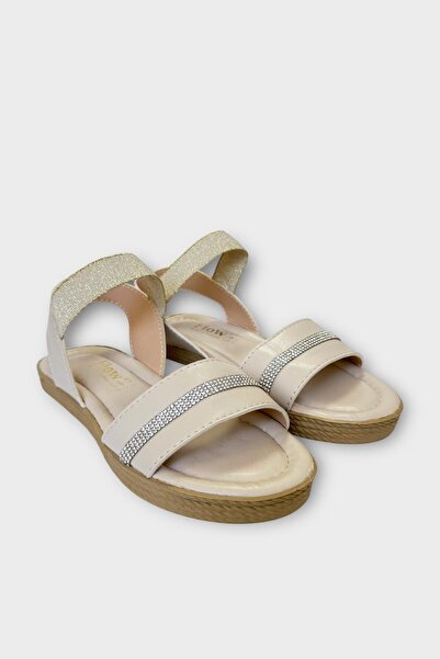 Liger Women's Stone Single Strap Rubber Detailed Sandals Cream