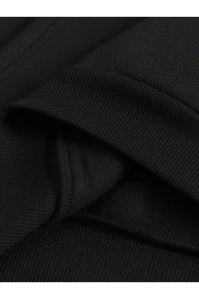 Touz Moda Maske Detaylı Oversize Fermuarlı Siyah Unisex Kapüşonlu Hırka