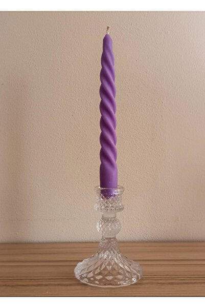 MUMBOX Konik Şamdan Burgu Dekoratif Mum Lila 1 Adet