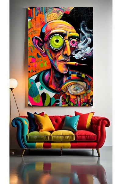 özkacar ARTĂ MODERNĂ ABSTRACTĂ PORTRET Perete de acasă Salon Salon de înfrumu...