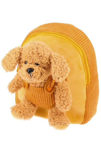 Sazio Plush backpack for children with brown puppy toy