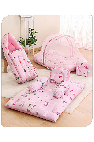Babyhug Premium Baby Bedding Set, 0 to 6 Months, 90 x 60 cm, Pink - 7 Pieces