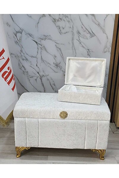 Kırçova Tekstil KİLİ ÇEYİZ SANDIĞI GELİN NİŞAN SANDIĞI BOHÇA TAKIMI PELUSLU PUFF OLARAKDA KULANISLI KIRÇOVA