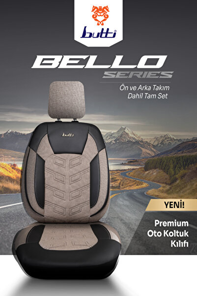 BUTTİ Bello Series Linen Fabric Premium Car Seat Cover |   Full Set with Orthopedic Support, Front and Back