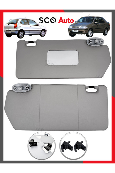 Sco Group Fiat Palio Fiat Albea Güneşlik Kanca Dahil Sağ ve Sol 2 Adet Beyaz ...