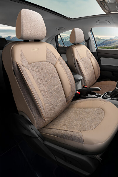 BUTTİ Bello Series Linen Fabric Premium Car Seat Cover |   Full Set with Orthopedic Support, Front and Back