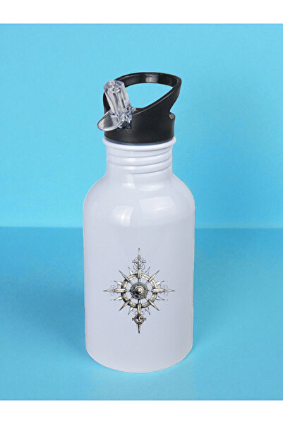 lili hediyelik Compass Printed Water Bottle 600 ml - Sports Bottle, Large Water Bottle, Sports Flask, Sports Bottles