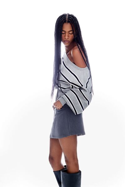 Bershka Asymmetric sweater with ribbed hem