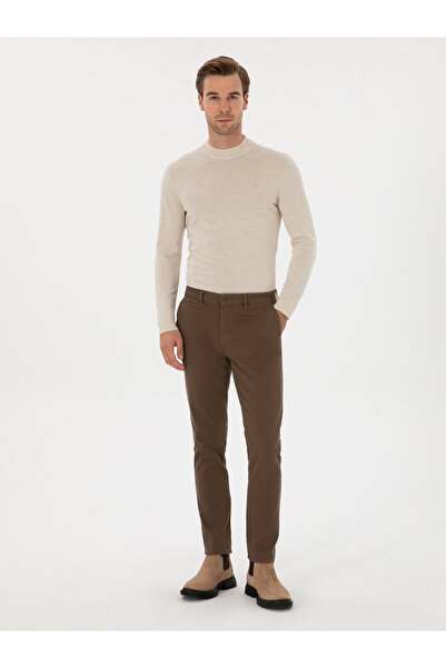 Cacharel Kahverengi Slim Fit Pamuk Karışımlı Kanvas Pantolon 50314084-VR029