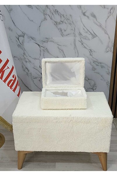 Kırçova Tekstil KİLİ ÇEYİZ SANDIĞI GELİN NİŞAN SANDIĞI BOHÇA TAKIMI PELUSLU PUFF OLARAKDA KULANISLI KIRÇOVA