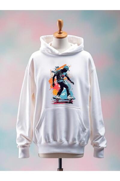 Vordevia سويت شيرت أبيض كبير الحجم من القطن بطبعة "كايكايلايد يونجر" بثلاث خيوط