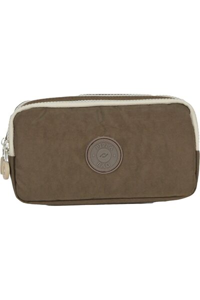 Pippa Yogi Two-Eyed Boy's Brown Crinkle Fabric Pencil Bag/Pencil Holder - Kk975-1