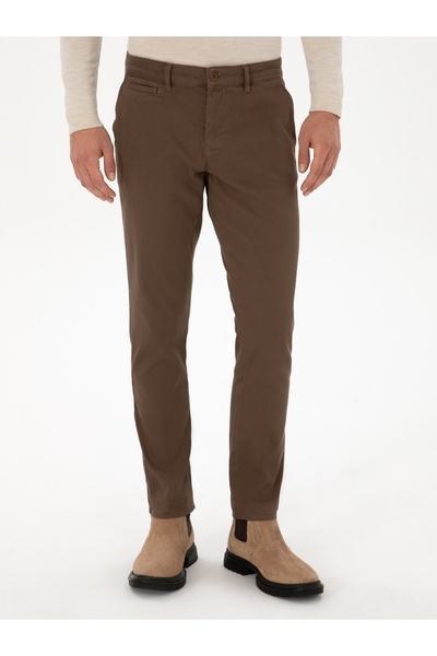 Cacharel Kahverengi Slim Fit Pamuk Karışımlı Kanvas Pantolon 50314084-VR029