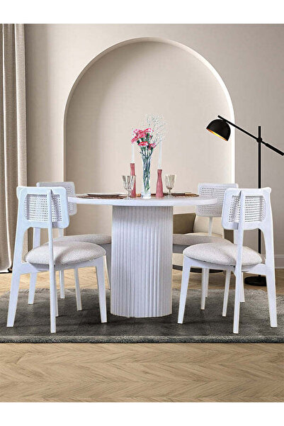 Gazzini Furniture Aspendos İskandinav Natural Ahşap Masa Sandalye Takımı 90x90