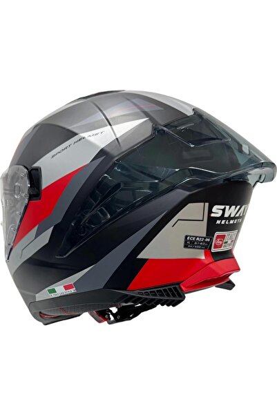 Sway Kask Sw 865 Tıtan Black White Red Güneş Gözlüklü