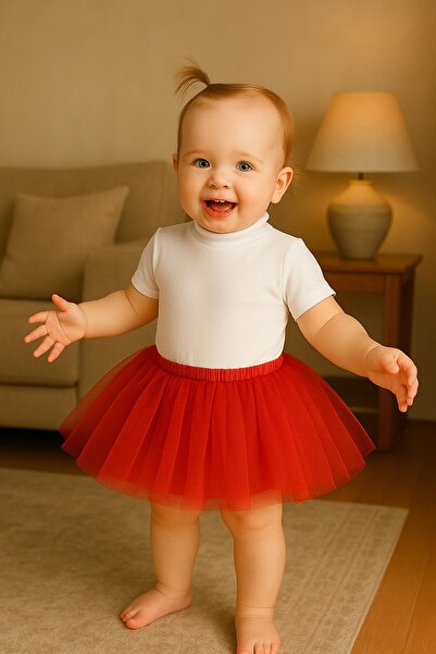 NSMLİFE Red Baby Girl Princess Birthday Tutu Skirt