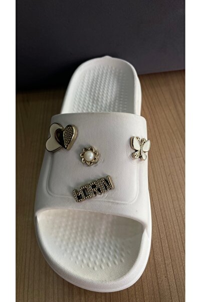 BLACK White Stone Slippers