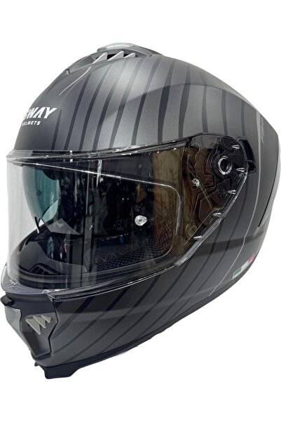 Sway Kask Sw 865 Space Black Whıte Güneş Gözlüklü