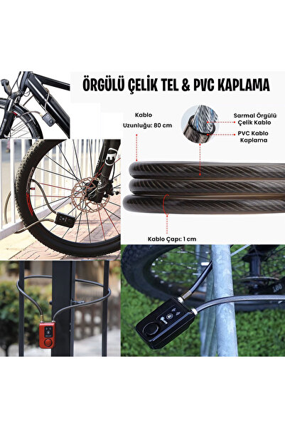 UpWay Hırsızlığa Karşı Anahtarsız Telefon Kontrollü Alarmlı Sirenli Motosiklet Padlock Kilit