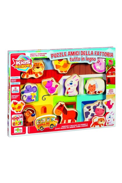 OEM Puzzle lemn RS Toys cu animale domestice in relief