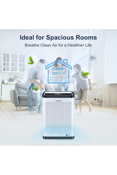 PINREK 610B HEPA Air Purifier for Home, Up to 100㎡, Smart PM2.5 Sensor, White Noise