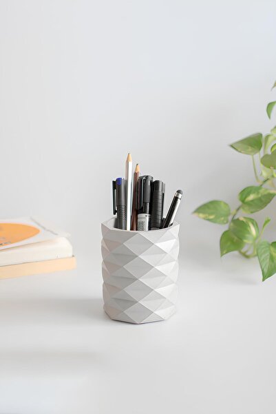 betonmall حامل أقلام زخرفي هندسي |   منظم خرساني حديث، مزهرية، حامل فرشاة أسن...